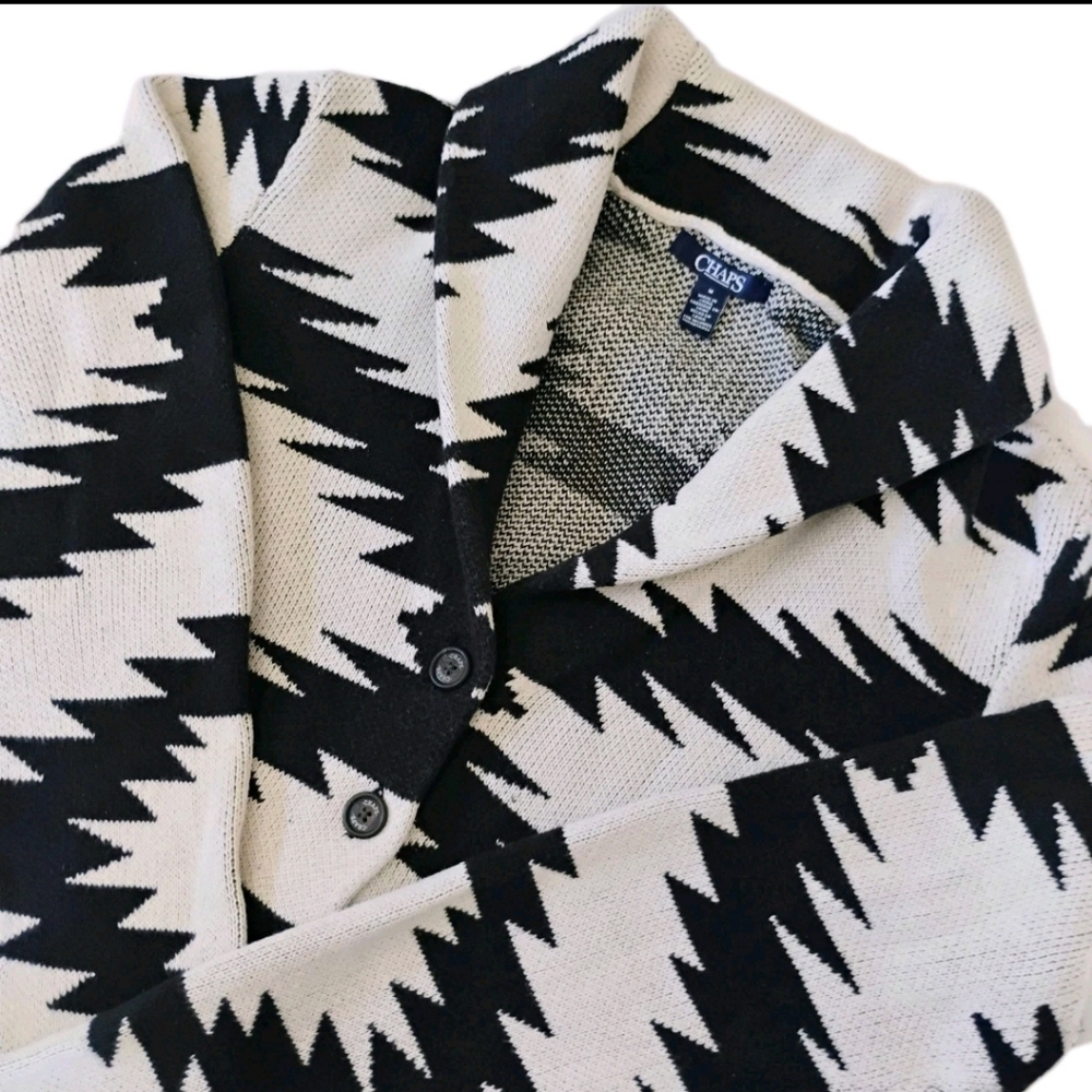 Chaps Women’s Aztec Southwestern Shawl Collar Cardigan Size Medium